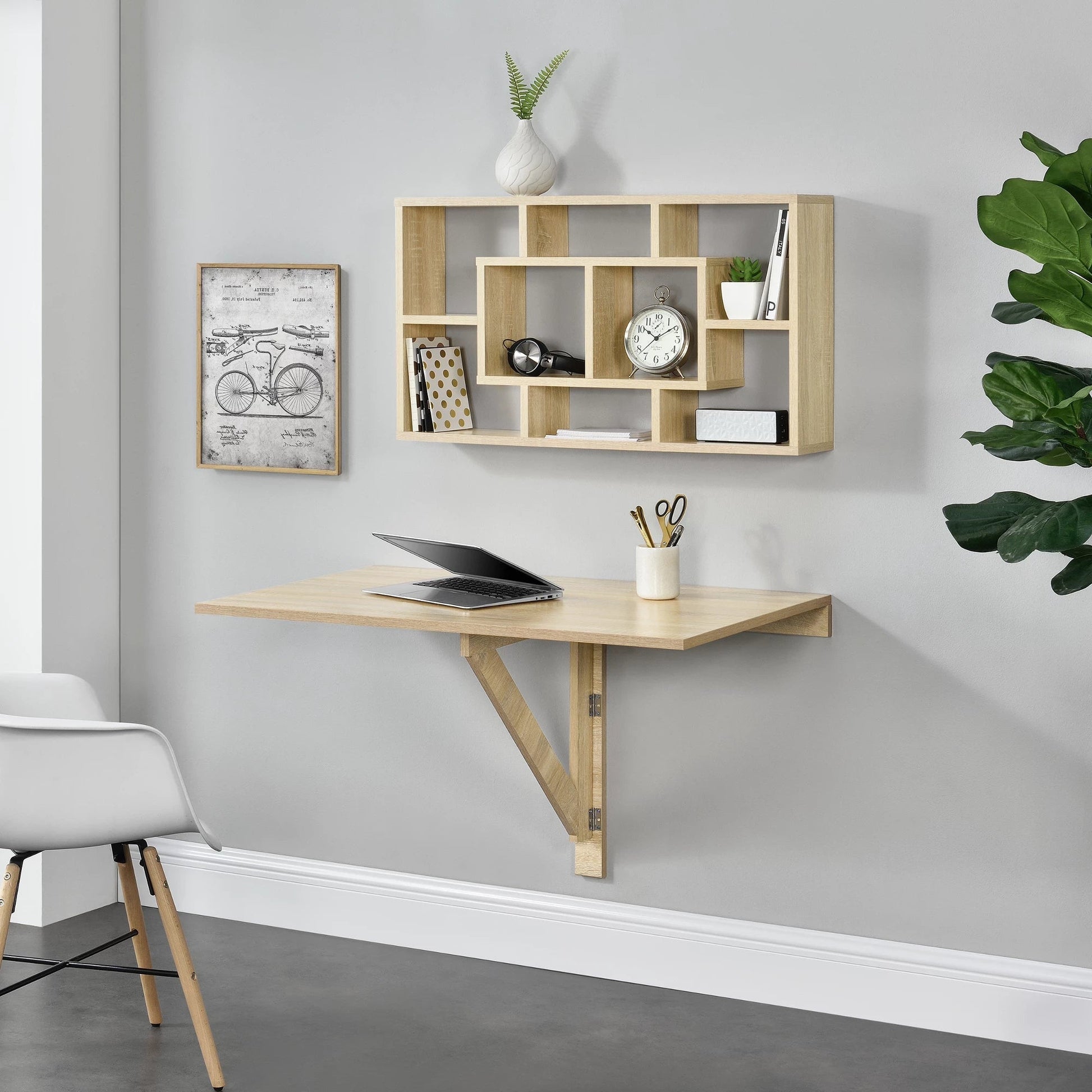 In And OutdoorMatch Tafel Bureau Roderick - Opvouwbaar - Voor Wandmontage - 100x60x58 - Houtkleurig - Spaanplaat - Modern Design Desk