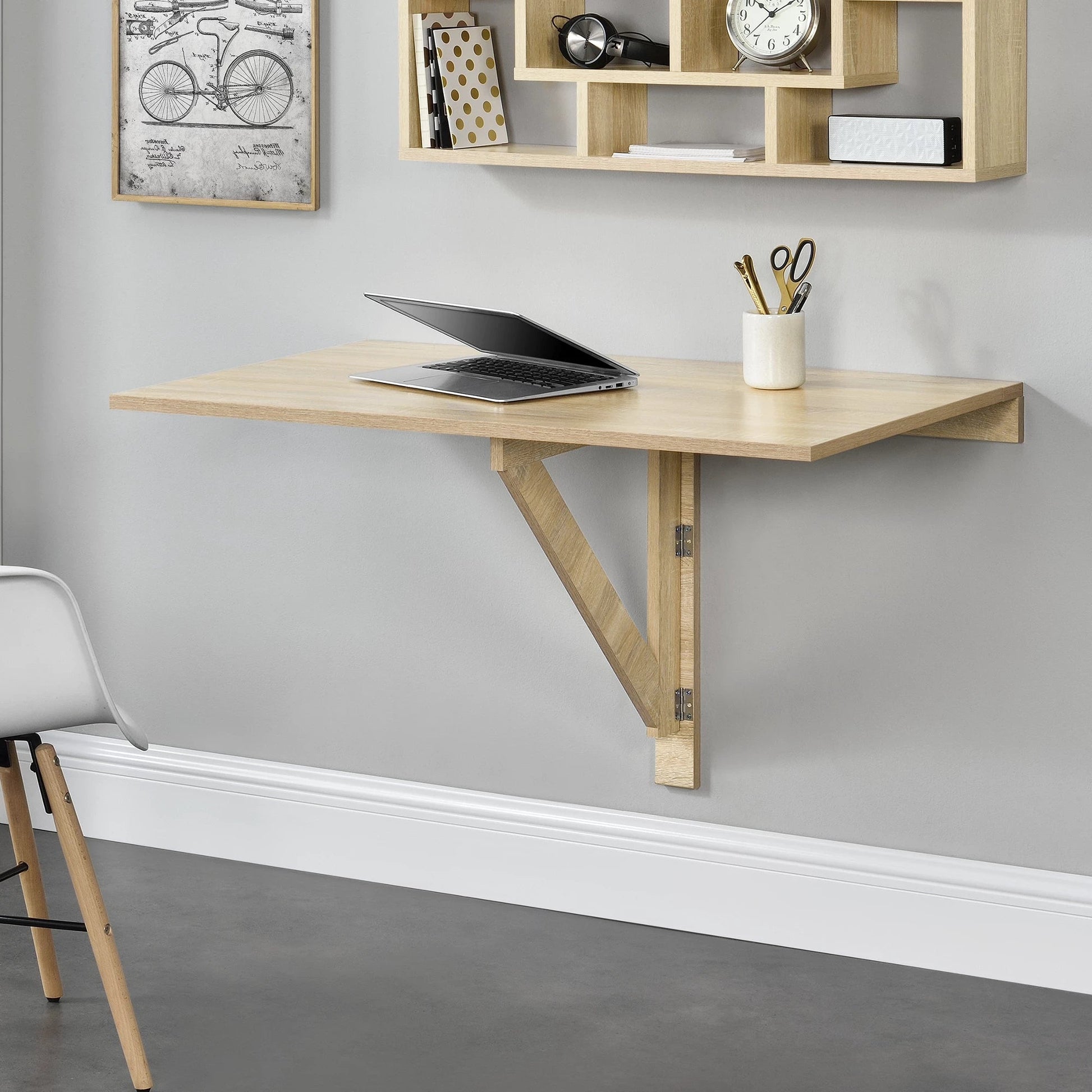 In And OutdoorMatch Tafel Bureau Roderick - Opvouwbaar - Voor Wandmontage - 100x60x58 - Houtkleurig - Spaanplaat - Modern Design Desk