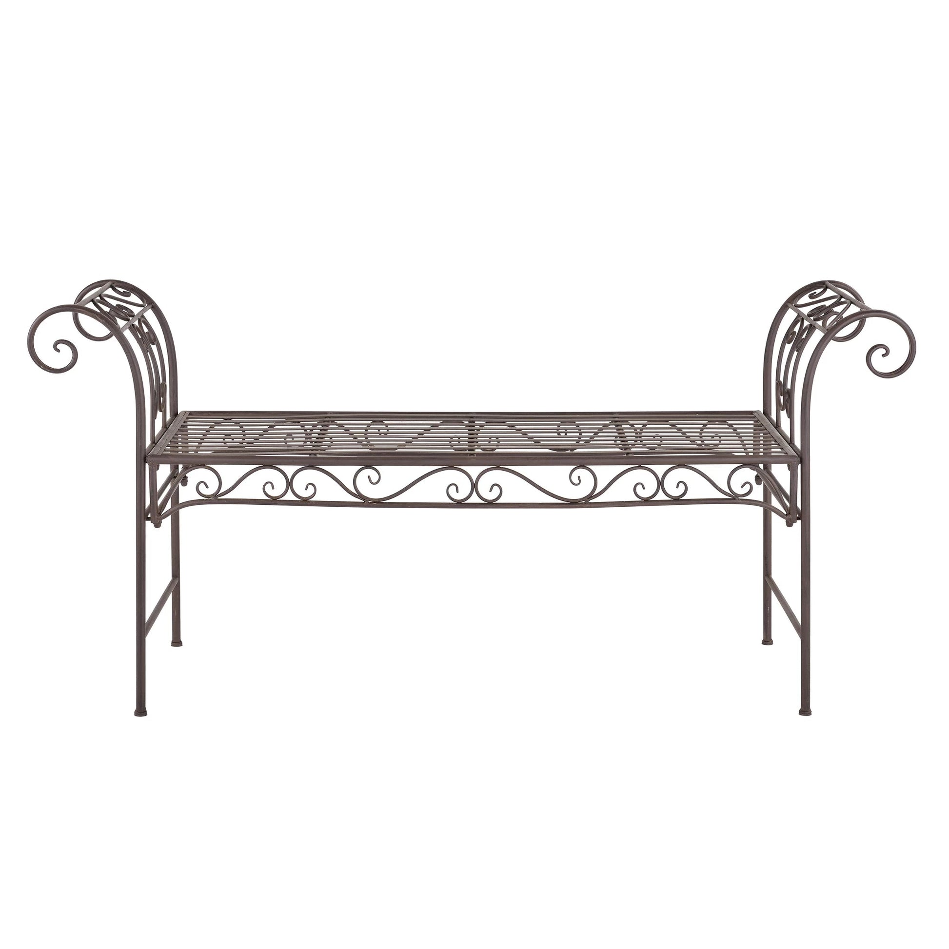 In And OutdoorMatch Tuinbank Anthony - Vintage Metaal - 147x46x70 cm - Bruin - Stabiel Metaal - Metalen Bank - 45cm Garden Bench