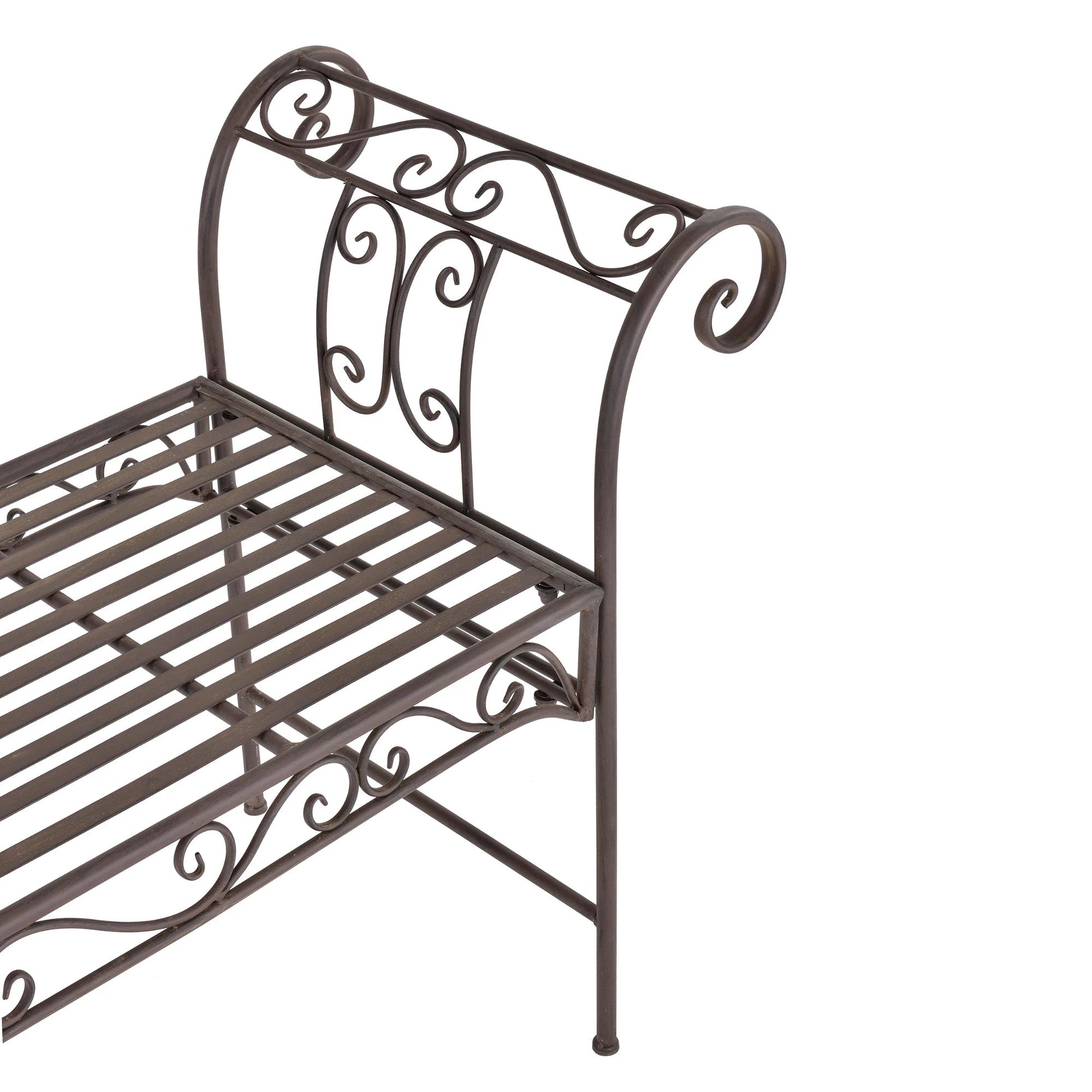 In And OutdoorMatch Tuinbank Anthony - Vintage Metaal - 147x46x70 cm - Bruin - Stabiel Metaal - Metalen Bank - 45cm Garden Bench