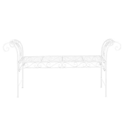 In And OutdoorMatch Tuinbank Jamal - Vintage Metaal - 147x46x70 cm - Wit - Stabiel Metaal - Metalen Bank - 45cm Garden Bench