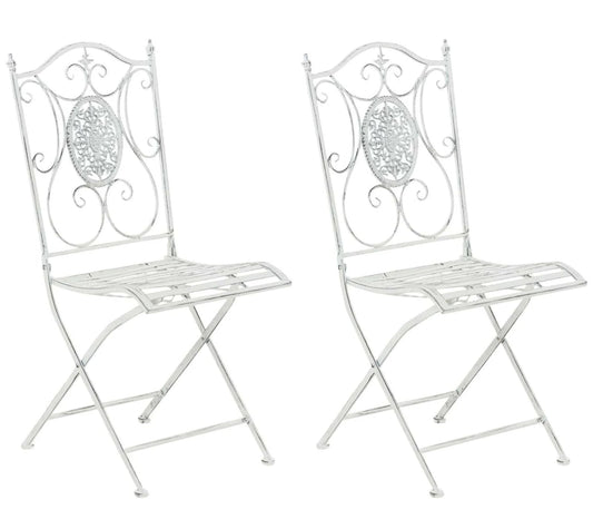 In And OutdoorMatch Tuinstoel Catharine - Grijs - Set van 2 - Metaal - Klapstoel - Buitenstoel - Stoel - Hoge kwaliteit - Stijlvolle tuinstoel - Handgemaakt antiek patina Garden Chair