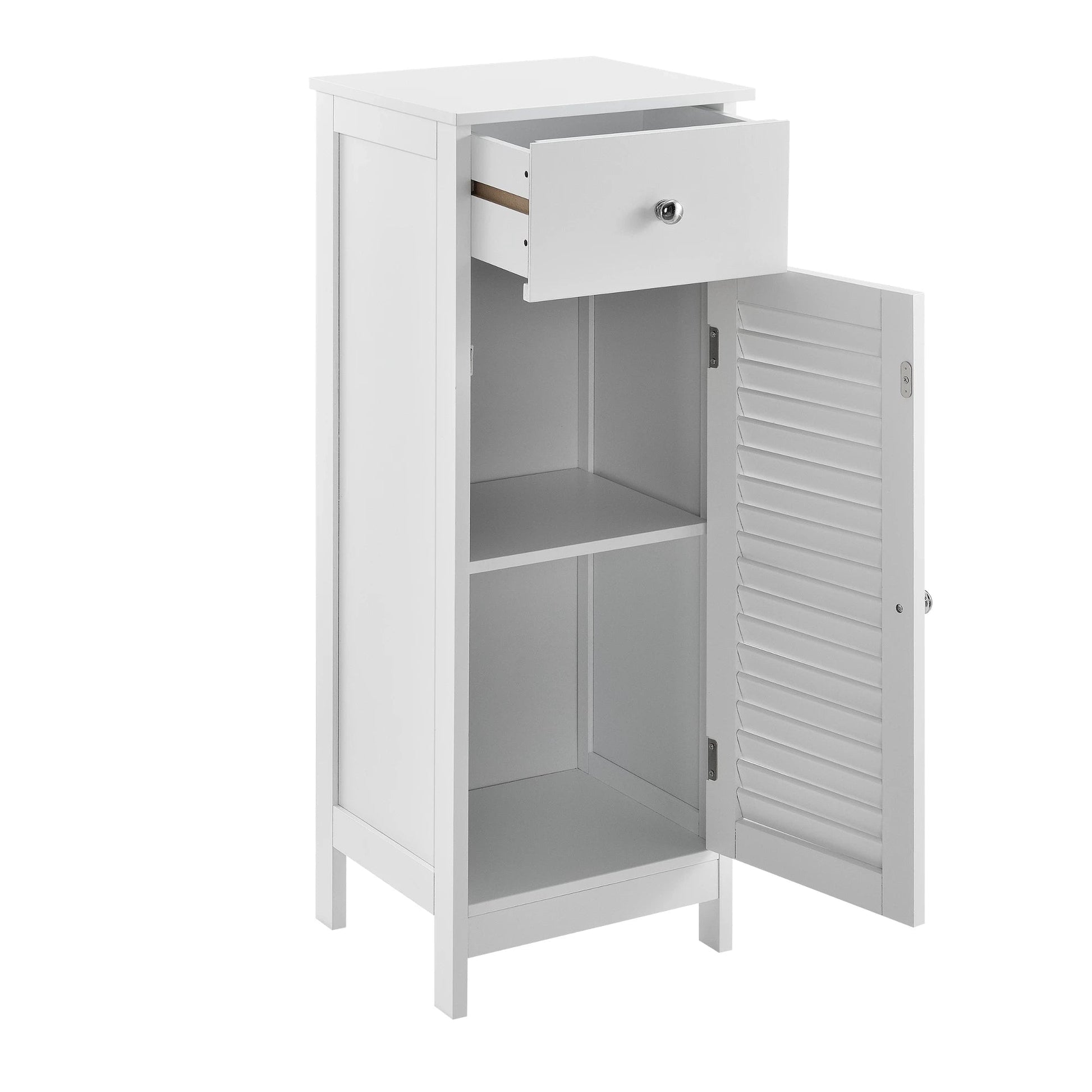 In And OutdoorMatch Vintage Badkamerkastje Ofelia - Met 1 Lade en Deur - 87x30x30 cm - Wit - Modern Design Badkamerkast