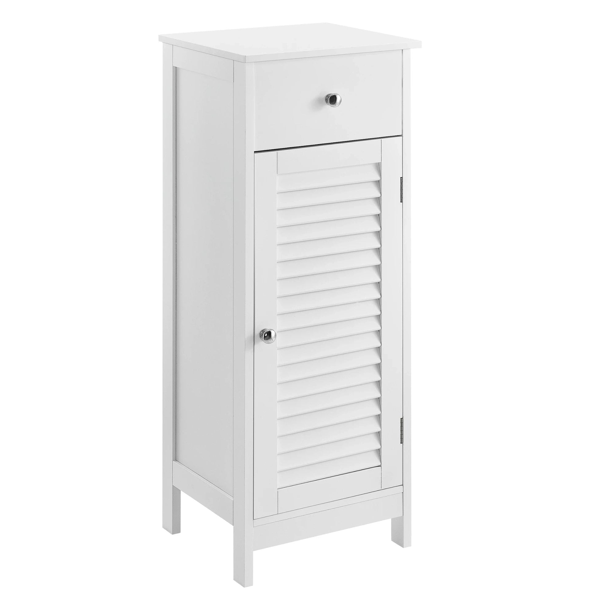 In And OutdoorMatch Vintage Badkamerkastje Ofelia - Met 1 Lade en Deur - 87x30x30 cm - Wit - Modern Design Badkamerkast