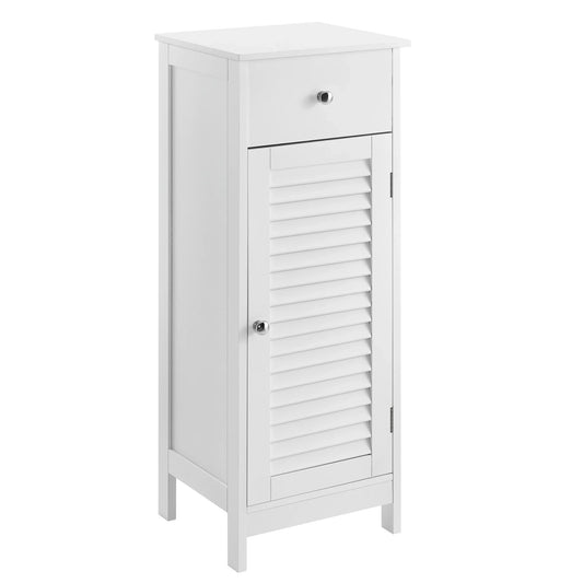 In And OutdoorMatch Vintage Badkamerkastje Ofelia - Met 1 Lade en Deur - 87x30x30 cm - Wit - Modern Design Badkamerkast
