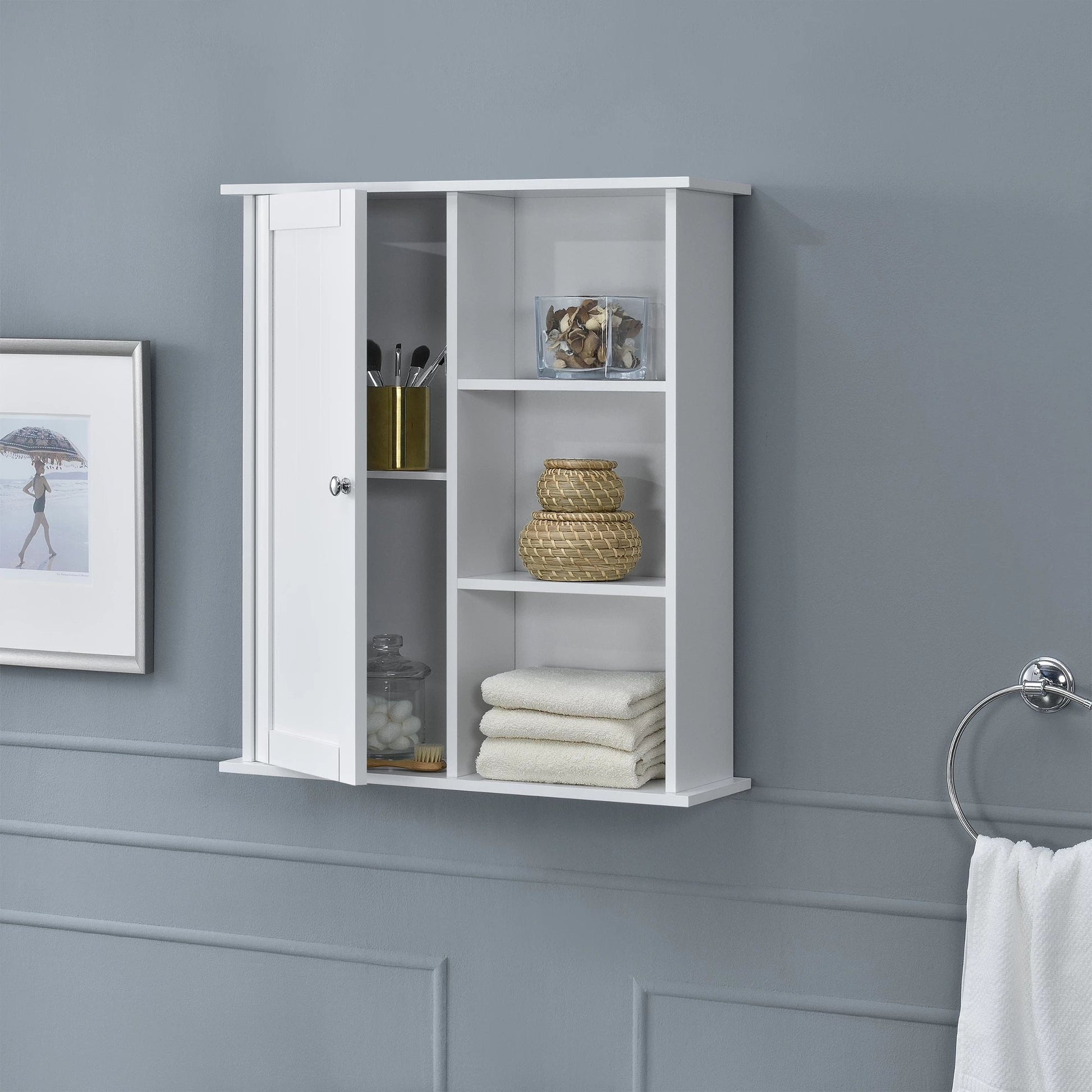 In And OutdoorMatch Vintage Kolomkast Carlie - Badkamerkast - 71x60x18 cm - Wit - Stijlvol Design Badkamerkast