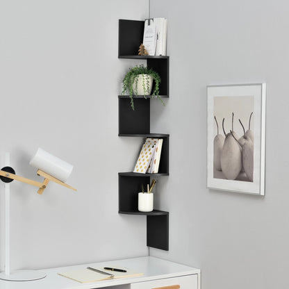 In And OutdoorMatch Wandplank Erling - Planken - Zwart - MDF - Modern Design - Retro Stijl Wandplank