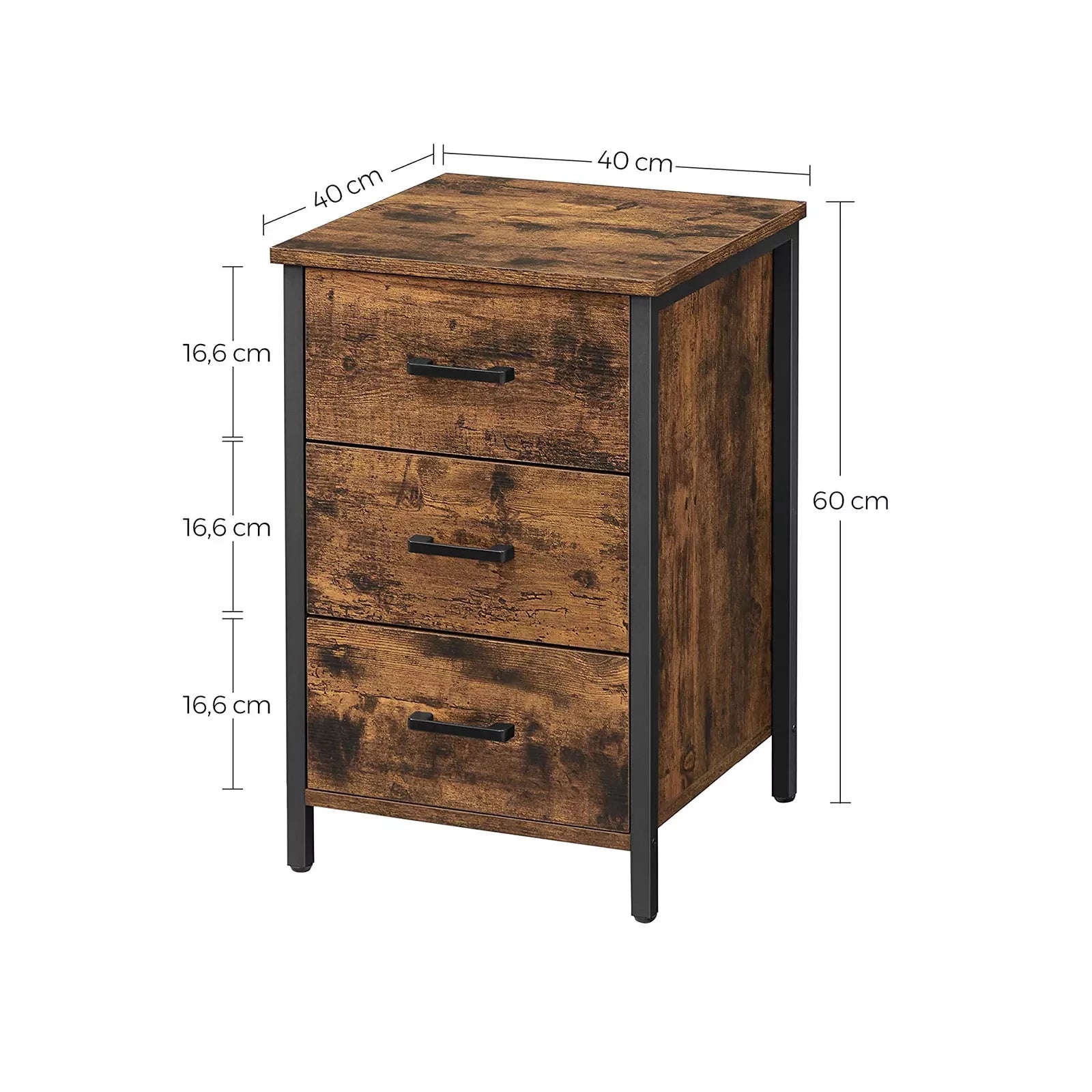 In En OutdoorMatch Nachtkastje Cara - Nachtkastje - Bijzettafel - Slaapkamer - Woonkamer - 40x40x60cm - Industrieel Design - Vintage Bruin/Zwart Nachtkastje