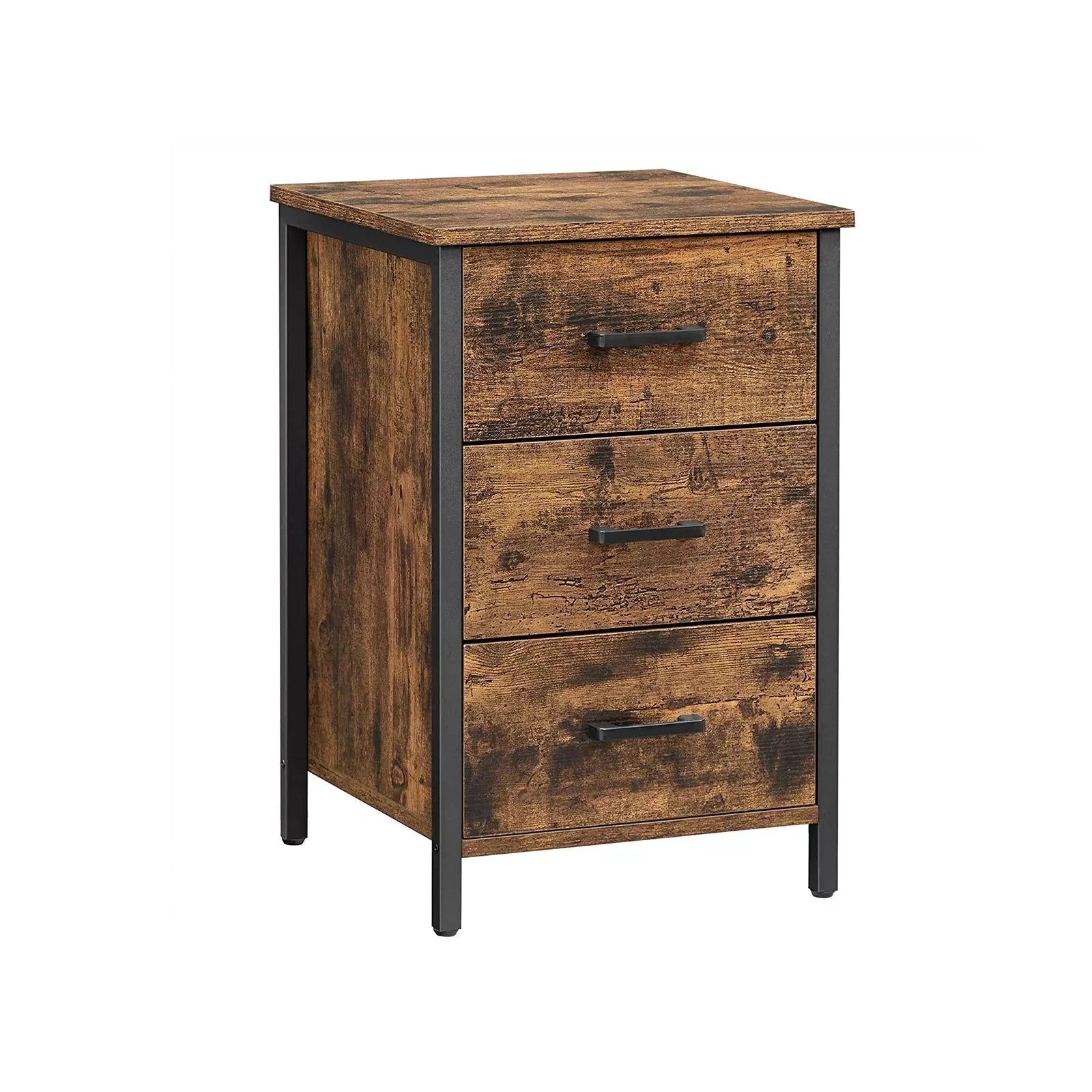 In En OutdoorMatch Nachtkastje Cara - Nachtkastje - Bijzettafel - Slaapkamer - Woonkamer - 40x40x60cm - Industrieel Design - Vintage Bruin/Zwart Nachtkastje