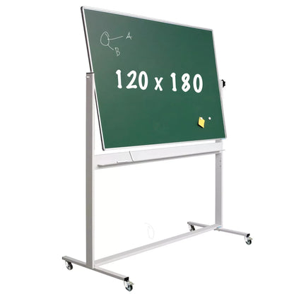 Krijtbord Deluxe Charles - Magnetisch - Dubbelzijdig - Kantelbaar bord - Schoolbord - Eenvoudige montage - Emaille staal - Groen - 120x180cm Krijtborden