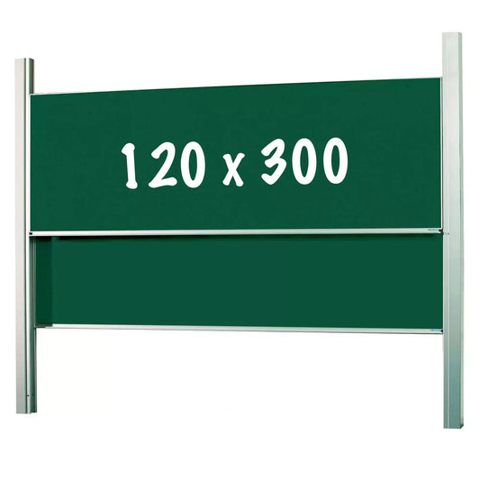 Krijtbord Deluxe Elvira - In hoogte verstelbaar - Dubbelzijdig bord - Schoolbord - Eenvoudige montage - Emaille staal - Groen - 120x300cm Krijtborden
