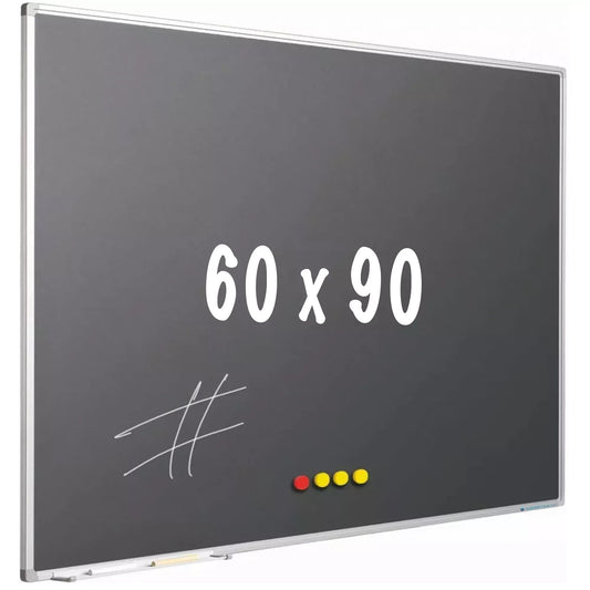 Krijtbord PRO Ahmed - Magnetisch - Schoolbord - Eenvoudige montage - Emaille staal - Grijs - 60x90cm Krijtborden