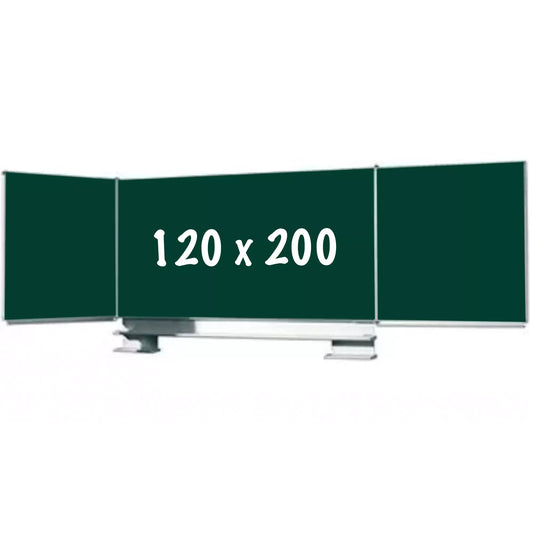 Krijtbord PRO Beltran - Schuifmechanisme - Vijfzijdig bord - Schoolbord - Eenvoudige montage - Emaille staal - Groen - 120x200cm Krijtborden