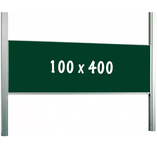 Krijtbord PRO Cisneros - In hoogte verstelbaar - Enkelzijdig bord - Schoolbord - Eenvoudige montage - Emaille staal - Groen - 100x400cm Krijtborden