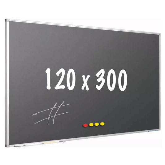Krijtbord PRO Courtney - Magnetisch - Schoolbord - Eenvoudige montage - Emaille staal - Grijs - 120x300cm Krijtborden