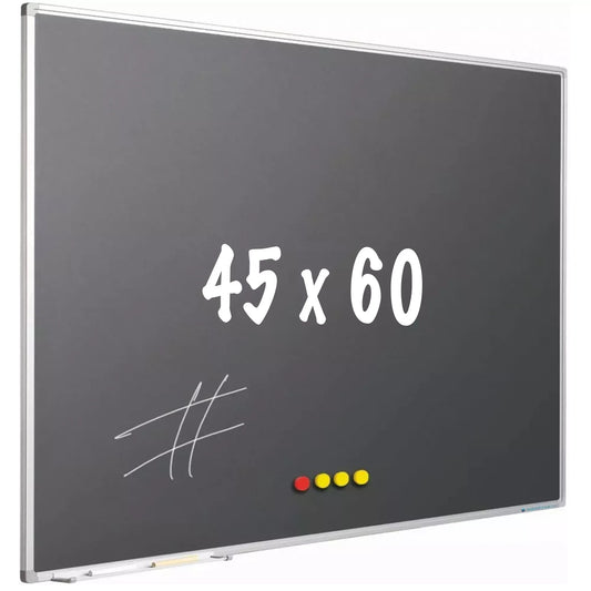 Krijtbord PRO Dean - Magnetisch - Schoolbord - Eenvoudige montage - Emaille staal - Grijs - 45x60cm Krijtborden