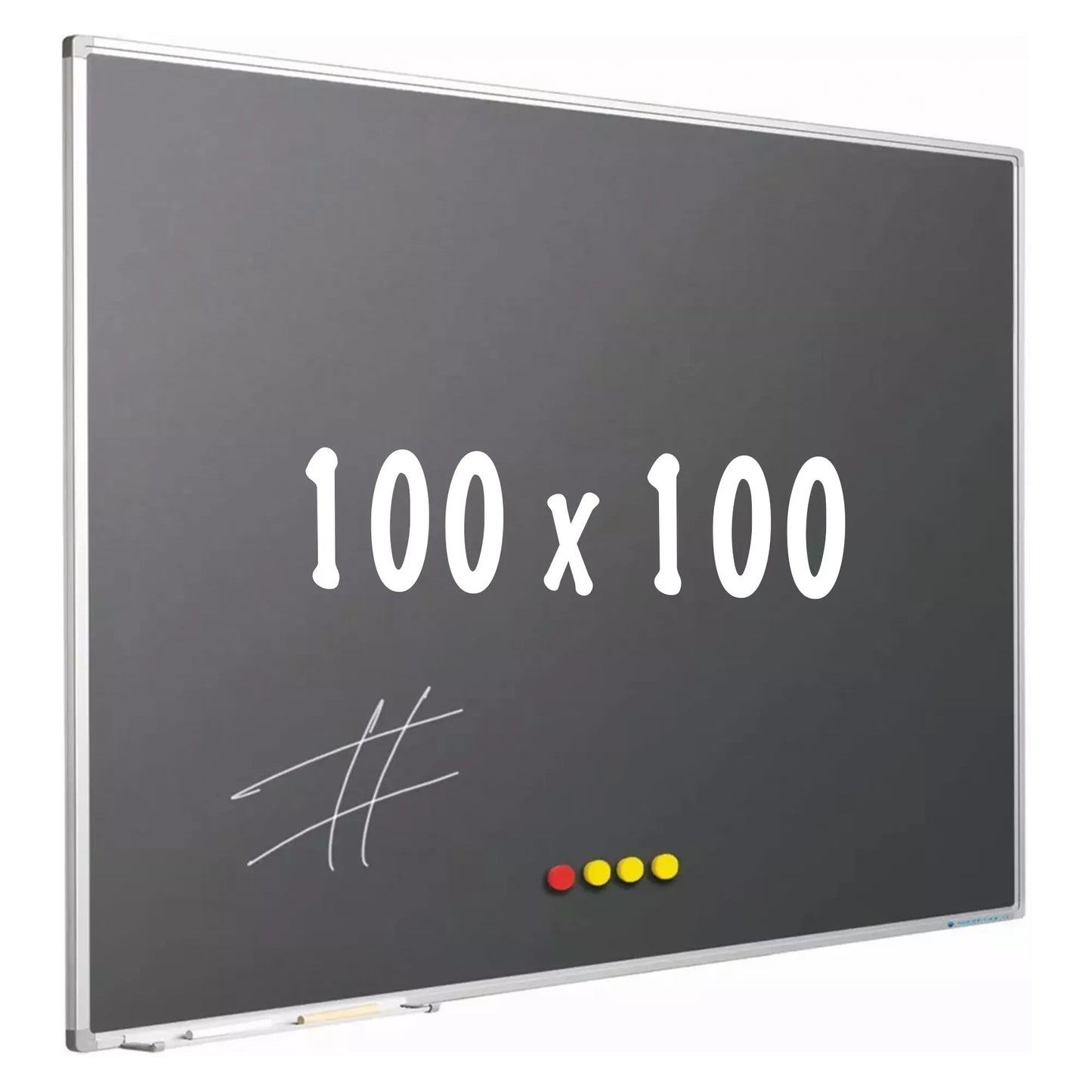 Krijtbord PRO Hayden - Magnetisch - Schoolbord - Eenvoudige montage - Emaille staal - Grijs - 100x100cm Krijtborden
