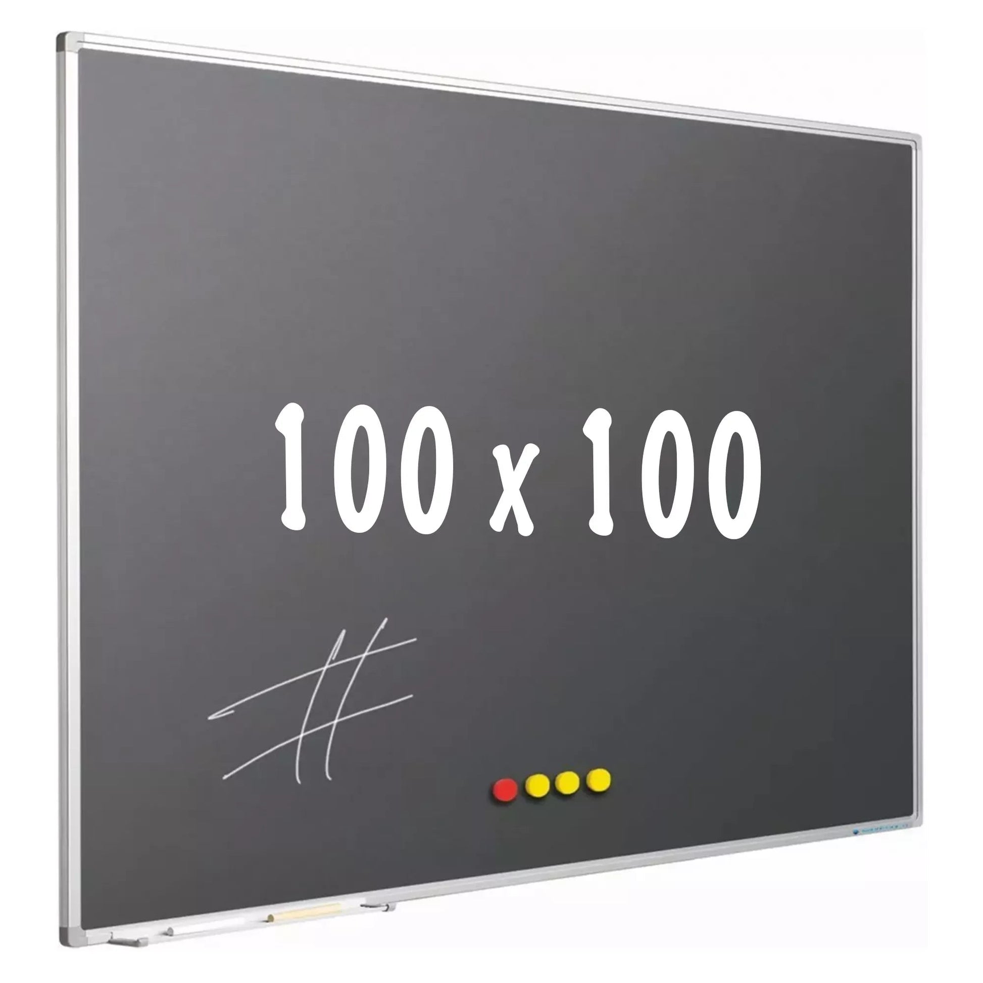 Krijtbord PRO Hayden - Magnetisch - Schoolbord - Eenvoudige montage - Emaille staal - Grijs - 100x100cm Krijtborden