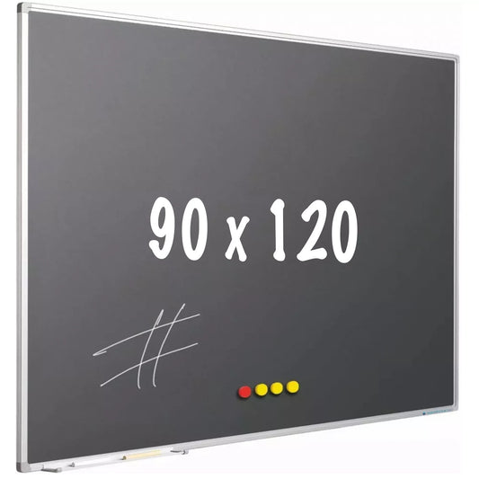 Krijtbord PRO Mata - Magnetisch - Schoolbord - Eenvoudige montage - Emaille staal - Grijs - 90x120cm Krijtborden