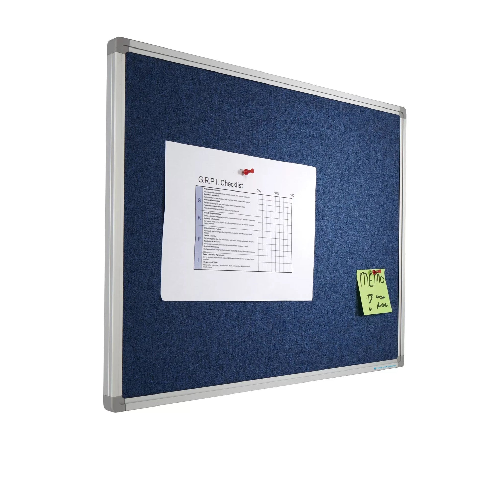 Prikbord Camira stof PRO Elroy - Aluminium frame - Eenvoudige montage - Punaises - Blauw - Prikborden - 120x240cm prikbord