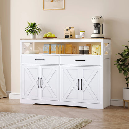 Dressoir - 2 Lades & 2 Deuren - Wit - Opbergruimte