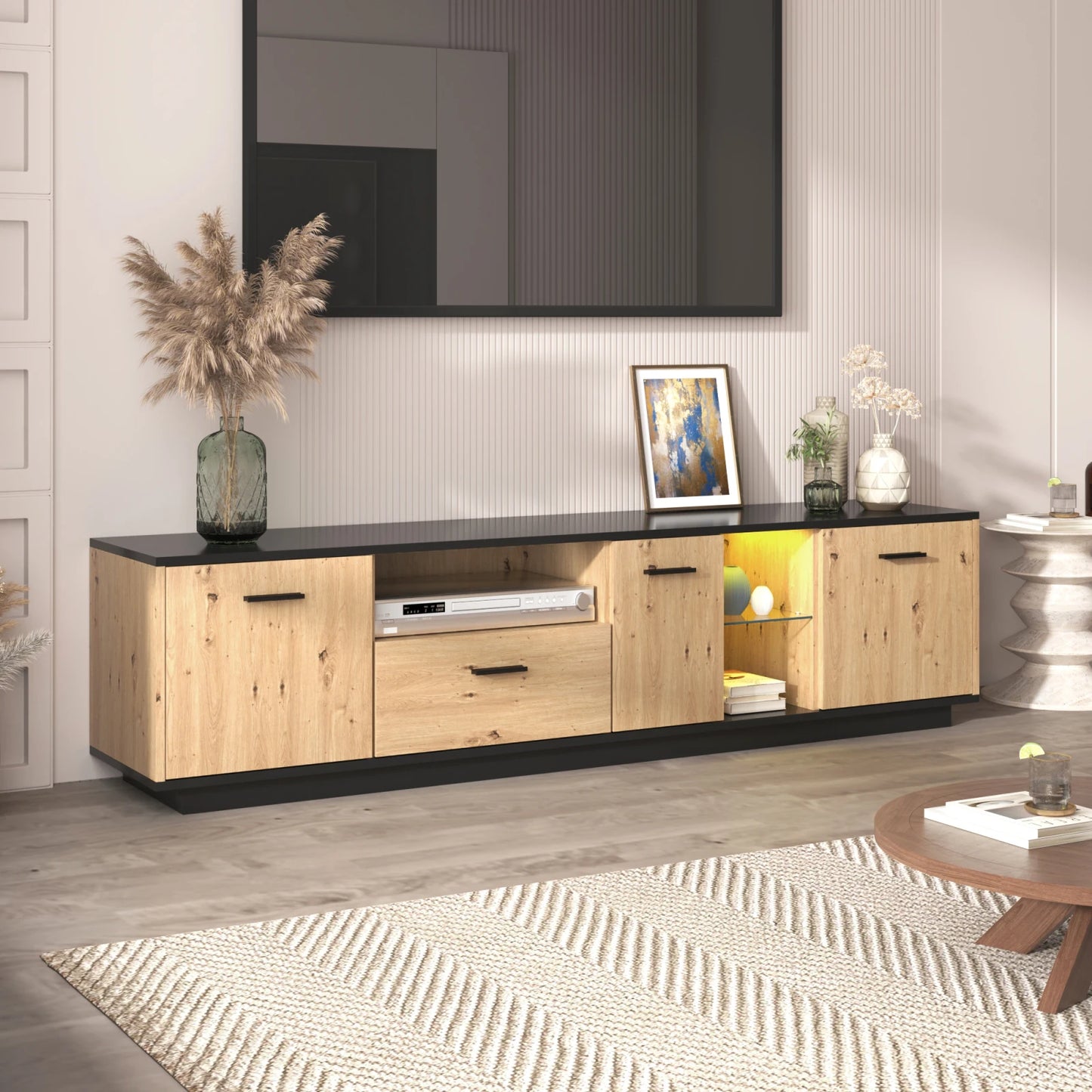 Houten TV-meubel - Lichtbruin - 160x40x60cm