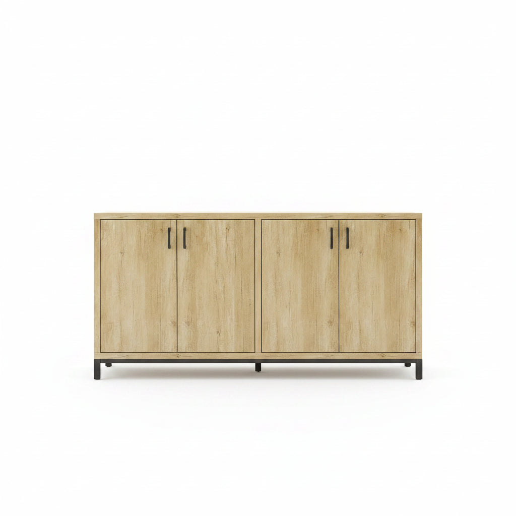 Houten Dressoir - 4-deurs - Natuurlijk Hout