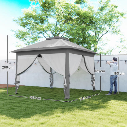Partytent - 3,3x3,3m - Dichte Zijkant - Grijs