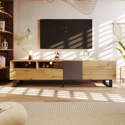 Houten TV-stand - 180x50x38cm, Hout & Zwart