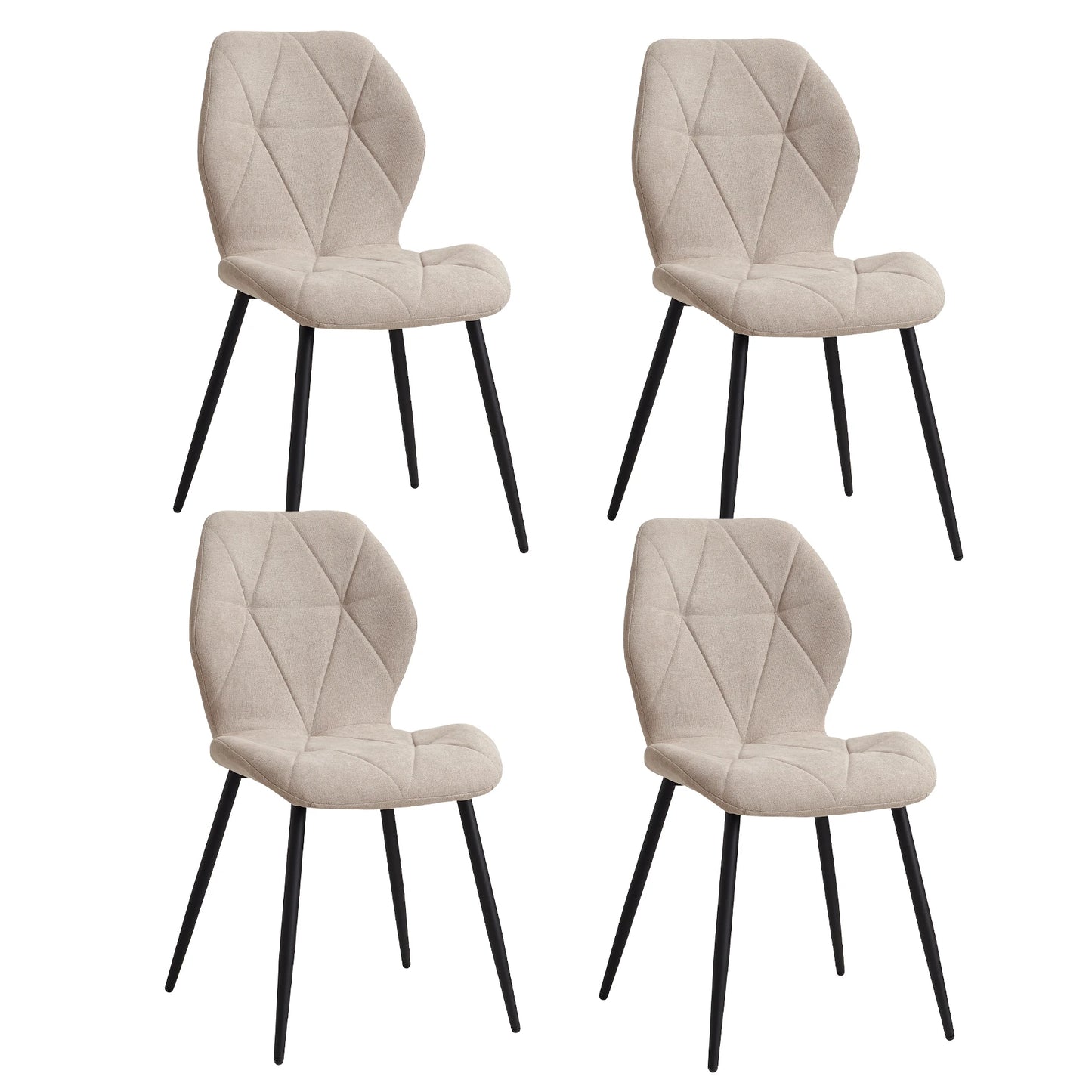 EGOONM Set of 2/4/6 Dining Chairs Upholstered Padded Linen Fabric Kitchen Chairs Metal Legs for Balcony Restaurant  Dining Room
