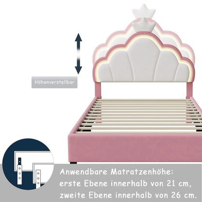 Led-verlichte Kruisbed - Kunstleer - Zwart + Wit