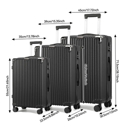 Kunstleren Kofferset - 3-delig Set - 360° Rolwiel - Zwart