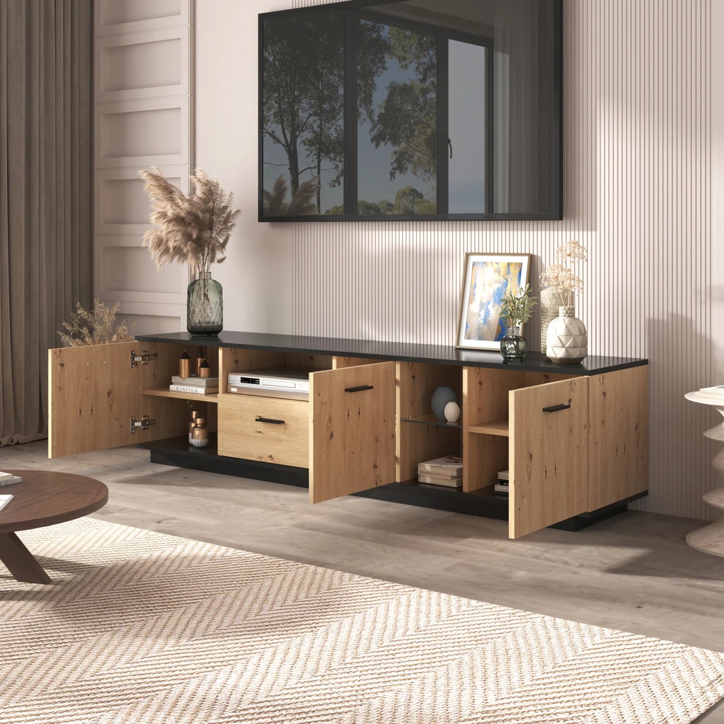 Houten TV-meubel - Lichtbruin - 160x40x60cm