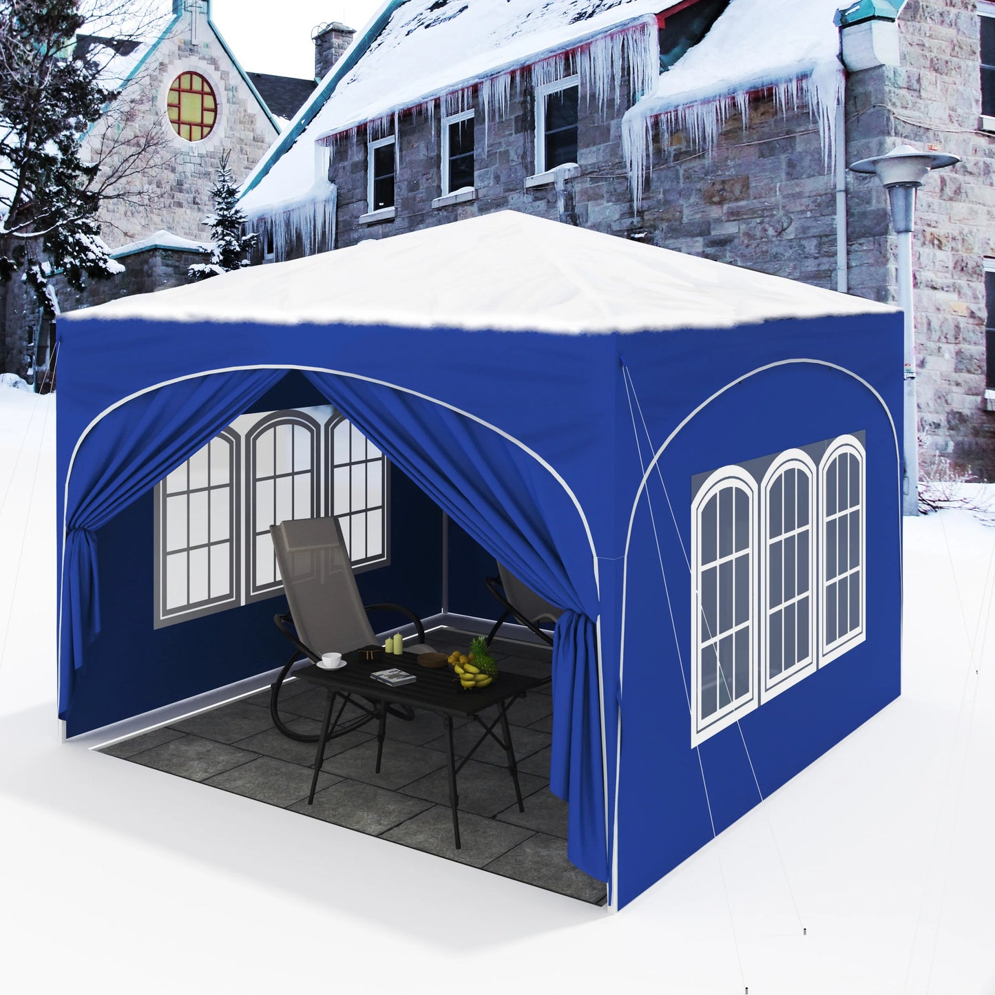WOLTU 3x3m Folding Gazebo with 4 Side Walls Height-Adjustable Party Tent Water-Repellent UV Protection for Garden Camping Picnic