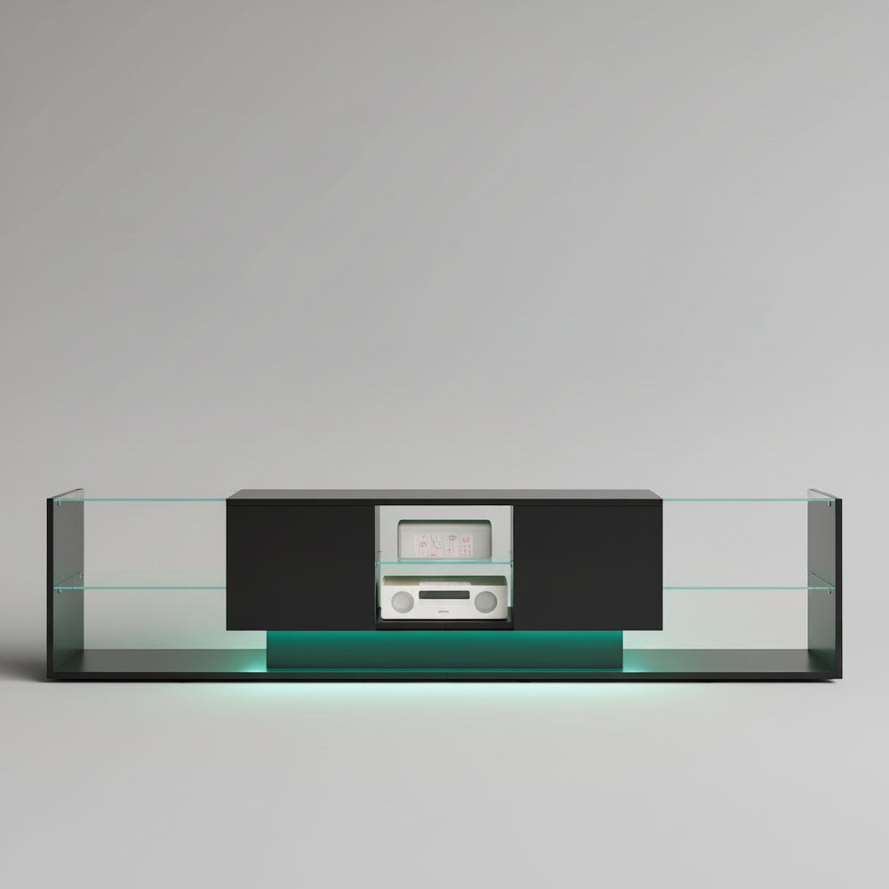 LED-verlichte TV-stand - Houten - 200x35x45cm, Zwart