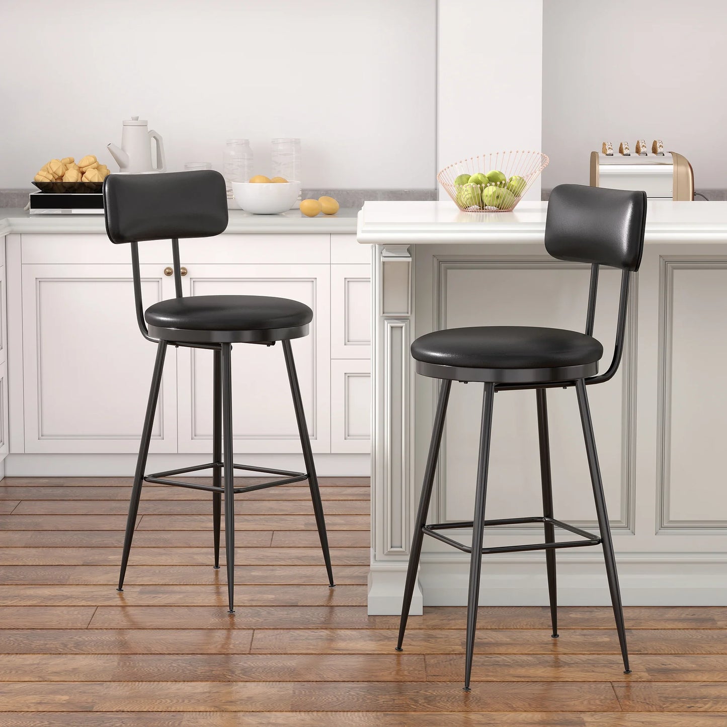 Kunstleren Barstoelen - Set van 2 - Wit - Goud