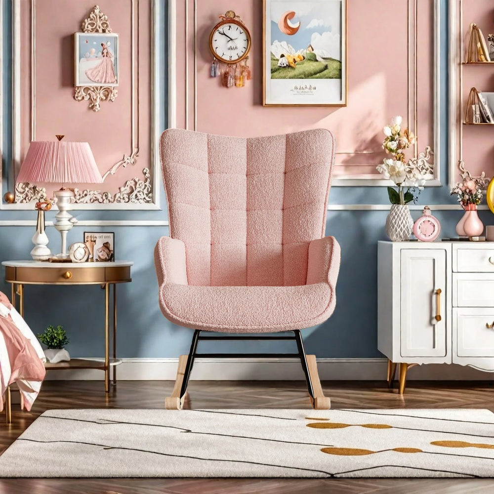 Kunstleren Schommelstoel - Pink - 68x75x92cm