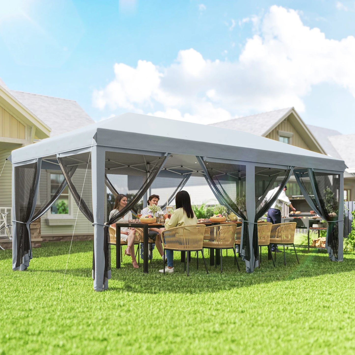 Pop-up tuinoverkapping - 6x3 m - Muggennetten - Zwart