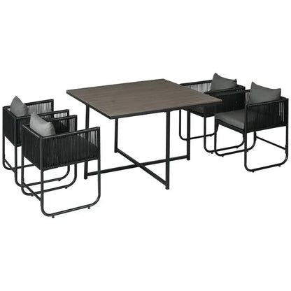 4-persoons Tuinset - 5 delig - Zwart/Grijs