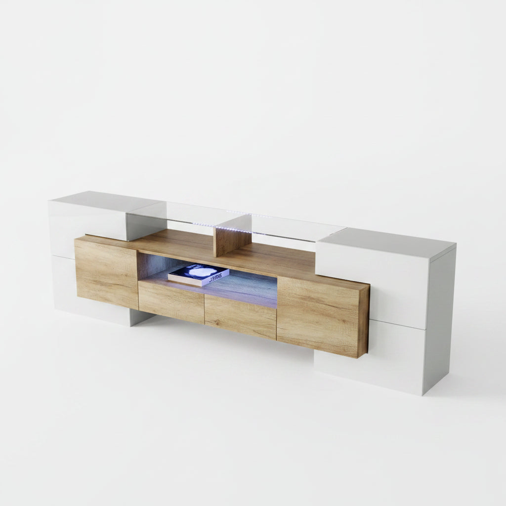 Witte TV-Eenheid - 200 cm - LED-verlichting