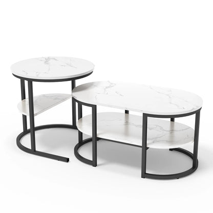 Salon Tafel - Set van 2 - Zwart & Wit
