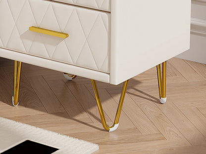 Beige Nachtkastjesset - 2 Stuks - Kunstleren Bekleding, 2 Laden, Modern Design