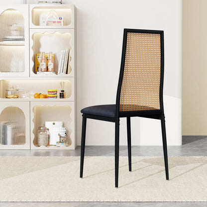 Kunstleer Eetkamerstoelen - Set van 2 - Zwart & Natuurlijk Hout