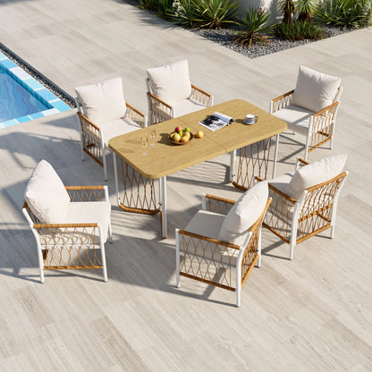 6-persoons Tuinset - Met kussens & tafel - Wit