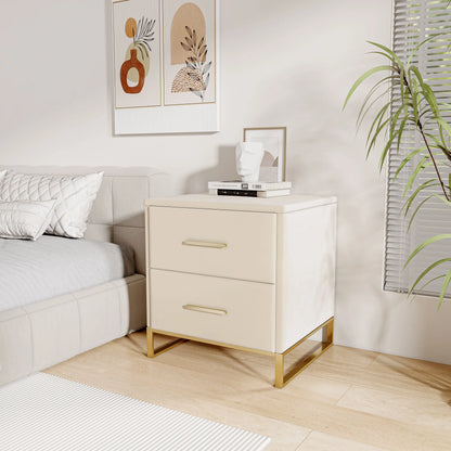 Nachtkastjes - Set van 2 - Velours bekleding - Gebroken Wit