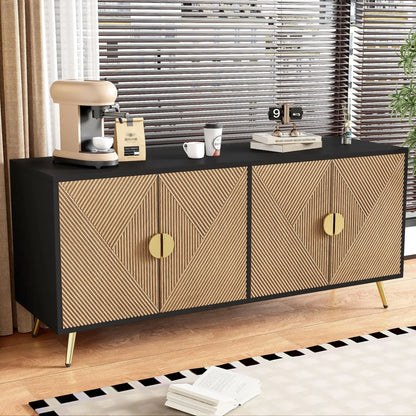 Dressoir - 4 Deuren - Gouden Handgrepen - Glanzende Poten - Luxe afwerking