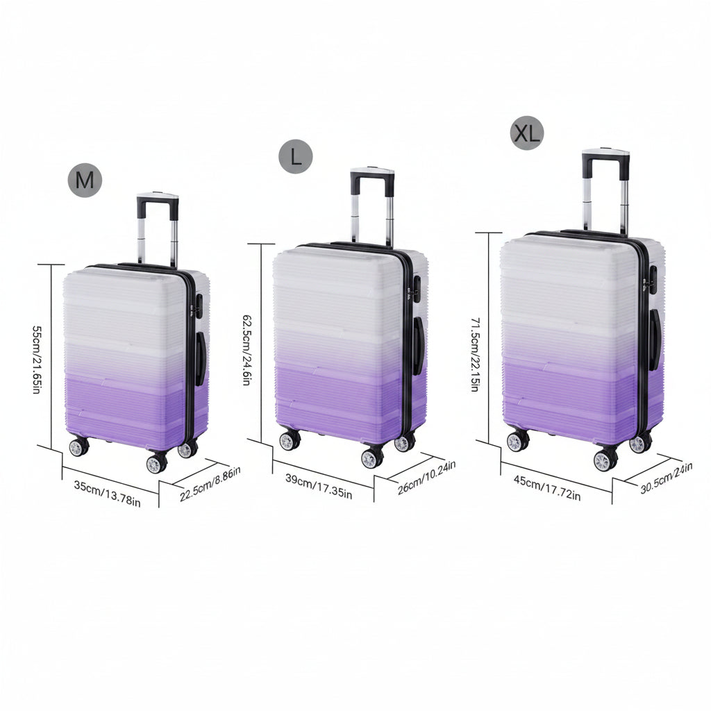 Koffer Set met Weegschaal - 20/24/28 Inch - Roze/Paars