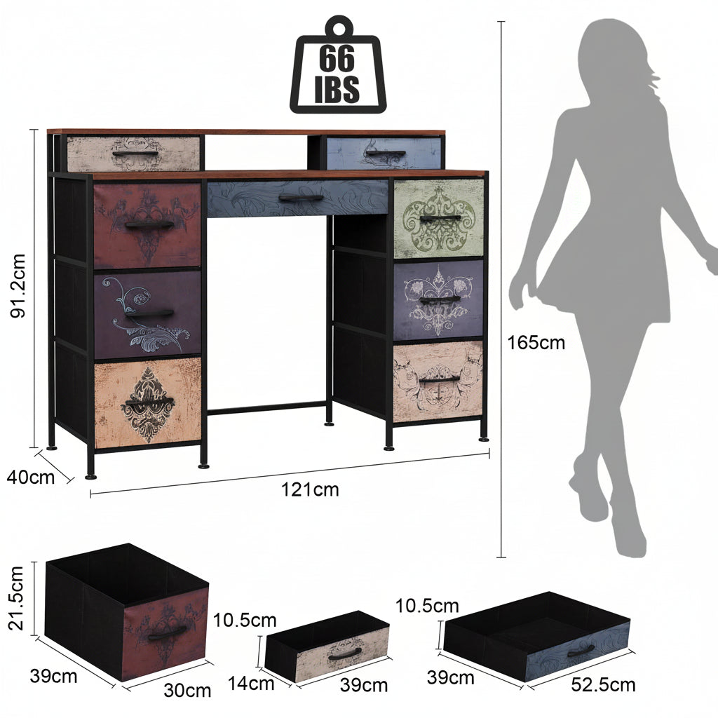 Houten Bohemian-Stijl Kast - 4 lades - 53x10x60cm, Wit