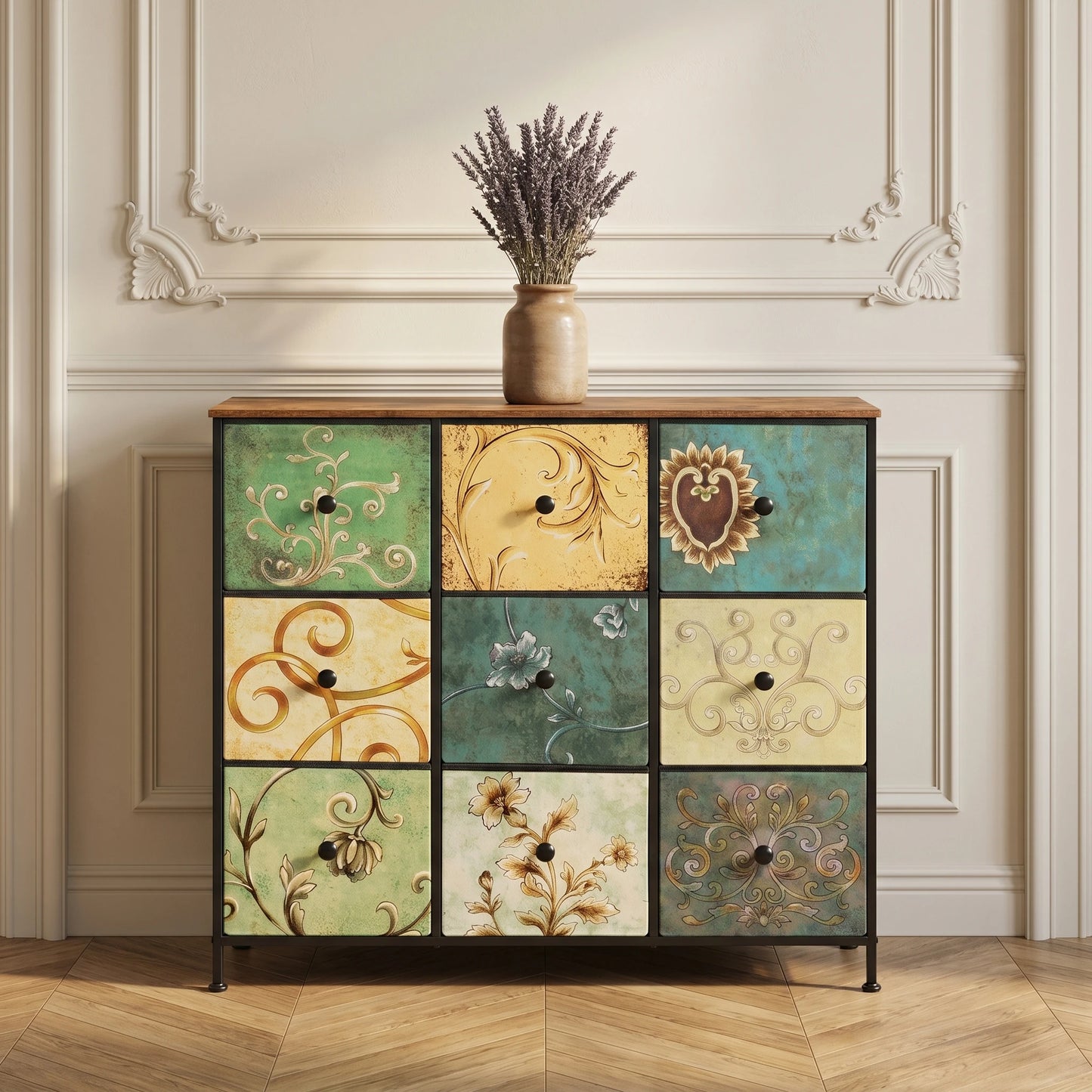 Kunstleer Kast - 9 Laden - Hout - Metaal