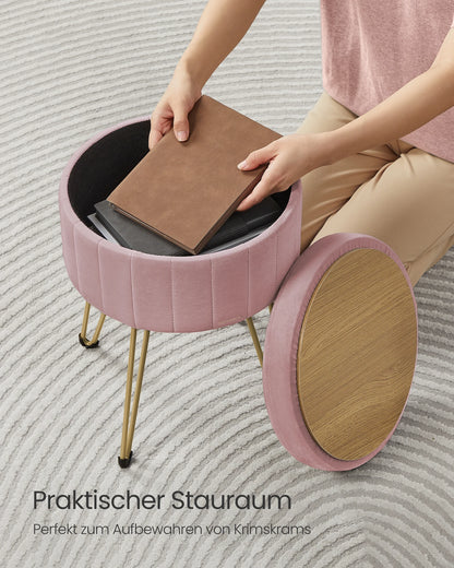 SONGMICS Seat stool stool (dressing table stool, velvet make-up stool), 4 metal legs, for dressing room, living room, Bedroom